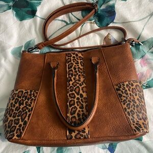 Leopard Print Brown Tote Bag